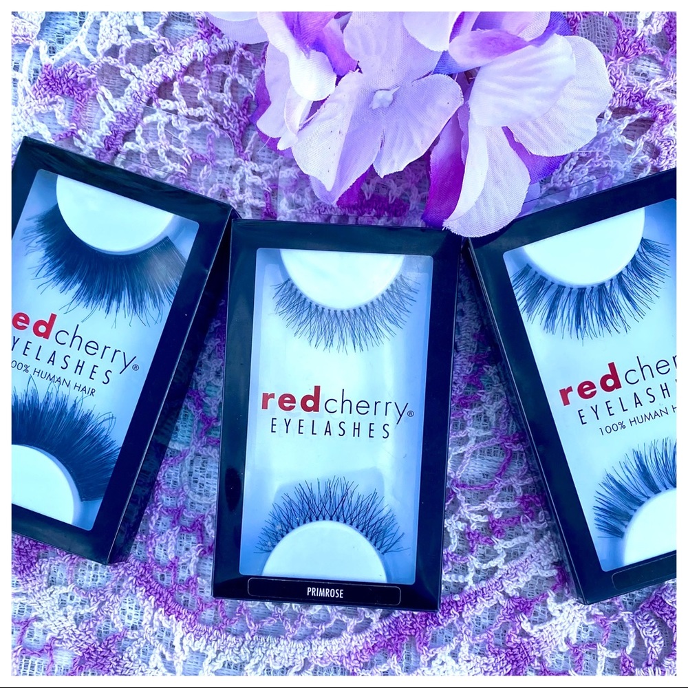 NIB 3Pc Red Cherry Eyelashes 💯 Real Human Hair Primrose, Sage & Chakra